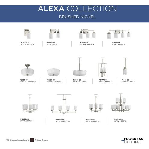 Alexa 3 Light 22 inch Brushed Nickel Bath Vanity Wall Light